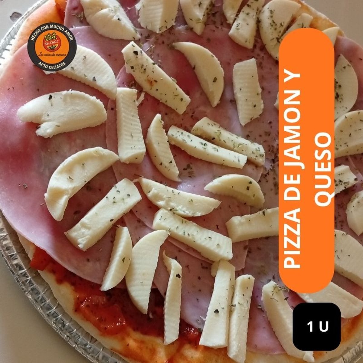 Pizza de jamón y queso tamaño grande